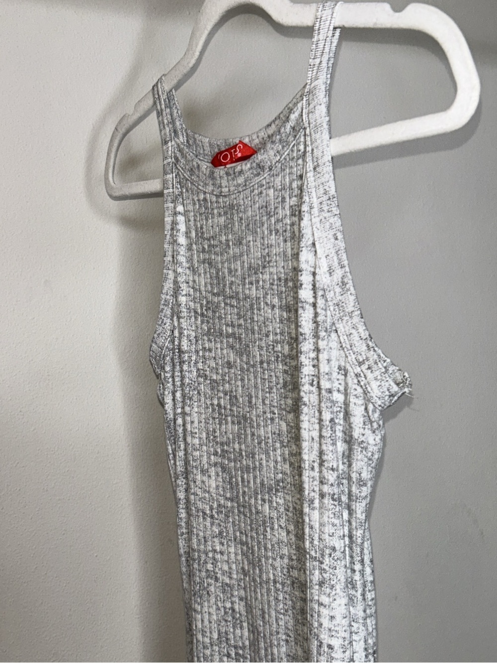 Discovery White and Gray Ribbed Maxi Dress